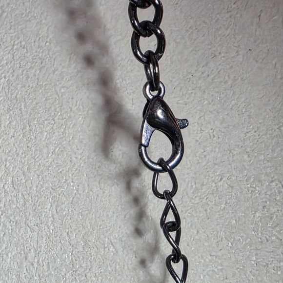 Metal Fringe Black Gloss Shards On Chain Necklace Heavy Weight - Picture 4 of 5